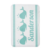 アルティックティール(緑がかった色)ブルークジラ&ウェーブブルー&ウェーブブルー&ホワイト沿岸 バスマット (正面縦)