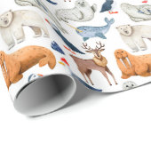 アルティックパターン水彩極動物シールウォラス ラッピングペーパー (ロールコーナー)