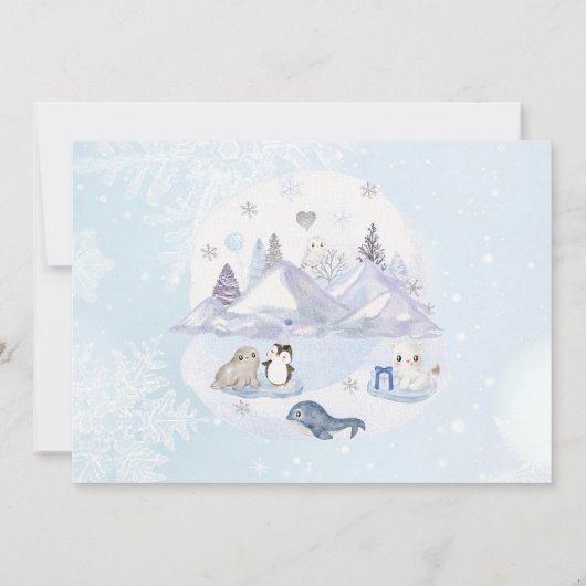 アルティックベビーその寒い外の冬の赤ちゃんシャワー 招待状 (裏面)