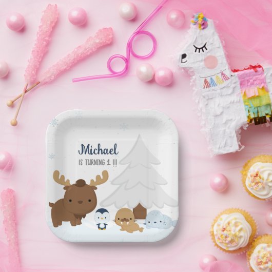 アルティック動物パーティー冬季動物パーティー ペーパープレート (パーティー)