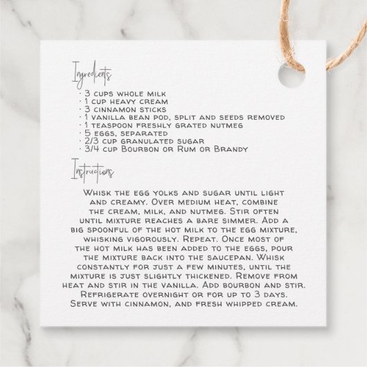 アルティメットエグノグレシピ |休日のメッセージカード フェイバータグ (裏面)