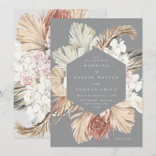 アルティメットグレーパンパスグラスフローラトロピカルジャングル 招待状