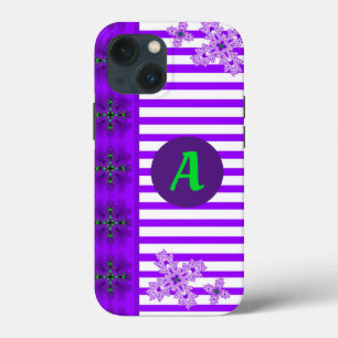 アルテデコ フラワーズ in レトロ スタイル with モノグラム iPhone 13 miniケース