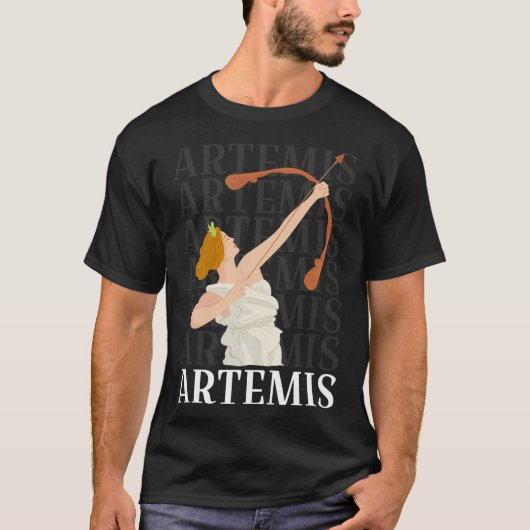 アルテミスの狩りと月のギリシャ神話の女神 Tシャツ (正面)