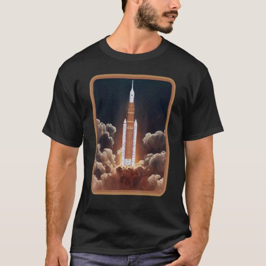 アルテミス打ち上げSLS月ロケット軌道スペース1 Tシャツ (正面)