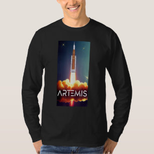 アルテミス打ち上げSLS月ロケット軌道スペース Tシャツ