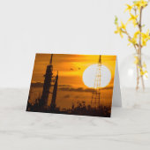 アルテミス月ロケット夜明け カード (黄色い花)