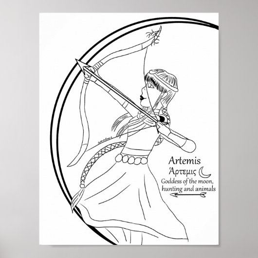 アルテミス着色ページプリント ポスター (正面)