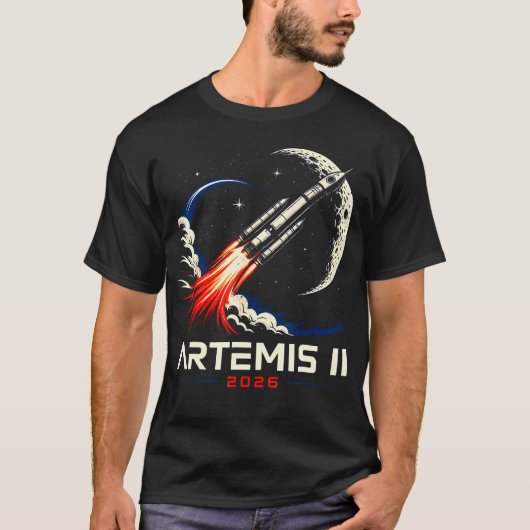 アルテミス2号 月への打ち上げ宇宙ミッション Tシャツ (正面)