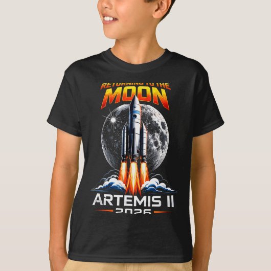 アルテミス2号 2026年 月へ帰還 男性へのギフト Tシャツ (正面)