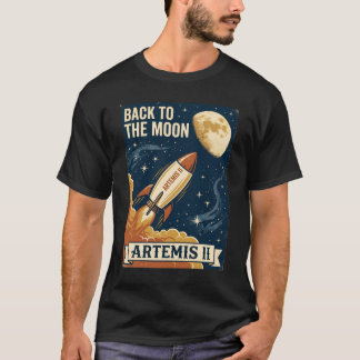 アルテミスIIバック・トゥ・ザ・ムーン ビンテージ宇宙ポスター Tシャツ