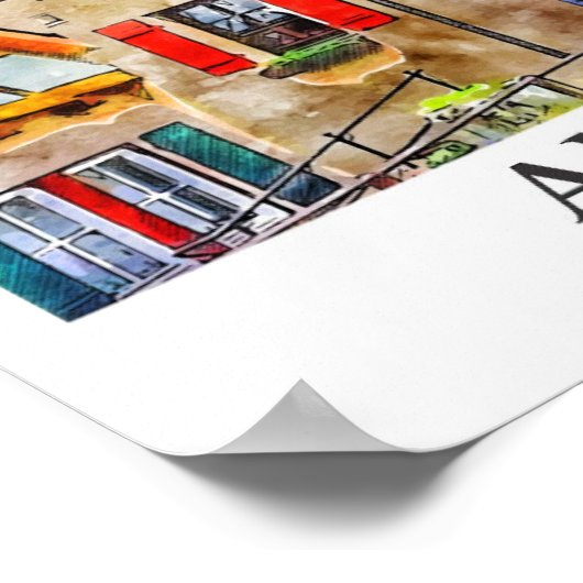 アルテンスティイグドイツ旅行水の色の手描き ポスター (角)