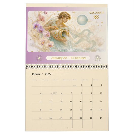 アルテ・ヌーヴォー 十二星座 壁掛けカレンダー 2027 カレンダー (1月 2027)