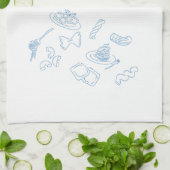 アルデンテ赤と青 キッチンタオル (折り畳み)