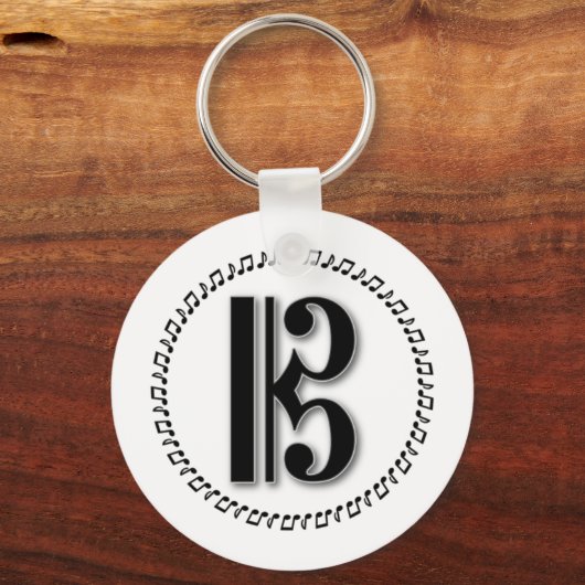 アルトまたはテノールクレフ、 音符記号ミュージックノートデザインCクレフ、 音符記号 キーホルダー (正面)