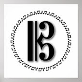 アルトまたはテノールクレフ、 音符記号ミュージックノートデザインCクレフ、 音符記号 ポスター (正面)