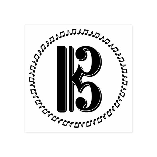 アルトまたはテノールクレフ、 音符記号ミュージックノートデザインCクレフ、 音符記号 ラバースタンプ (インプリント)