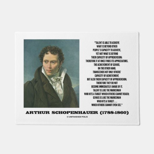 アルトゥル・ショーペンハウアーの才能対天才引用文 ドアマット (正面)