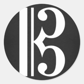 アルトクレフ、 音符記号インブラックステッカー ラウンドシール