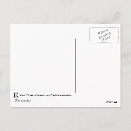 アルトクレフ、 音符記号オンスタッフC-クレフ、 音符記号ヴィオラミュージック白黒 ポストカード (裏面)