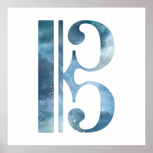 アルトクレフ、 音符記号テノール鍵 ポスター (正面)