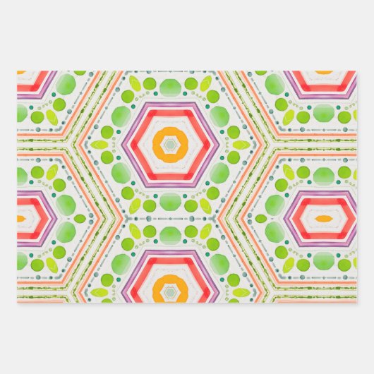 アルトグル六角の水色 ラッピングペーパーシート (正面)