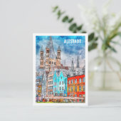 アルトシュタットケルンドイツ有名な旅行水色 ポストカード (スタンド正面)