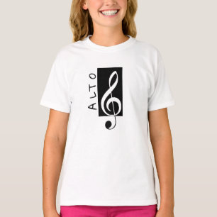 アルト·シンガー·トレブル·クレフ、 音符記号（白黒） Tシャツ
