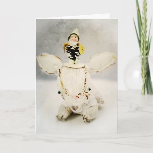 アルドおよび小妖精や小人が付いているクリスマスの休日の挨拶状 シーズンカード (正面)