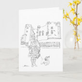 アルニック城、スコットランド犬のキルテッド・ゲント カード (黄色い花)