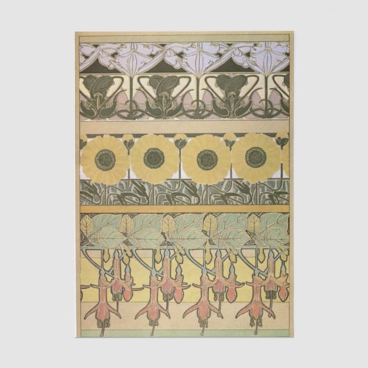 アルヌオーヴォー アルフォンス・ミュシャ フクシア ひまわり 花 薄葉紙 (正面)