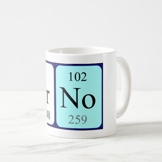 アルノの周期表の名前のマグ コーヒーマグカップ (正面右)