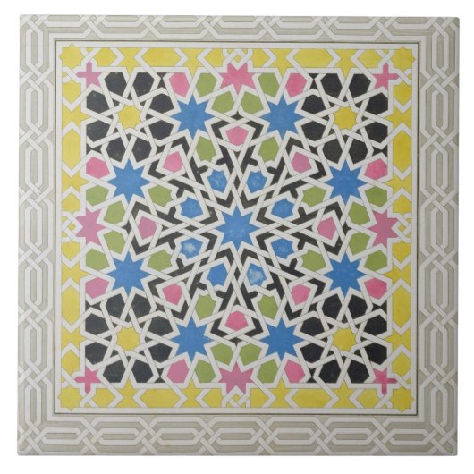 アルハンブラのモザイクデザイン、「アラビア語」 タイル (正面)