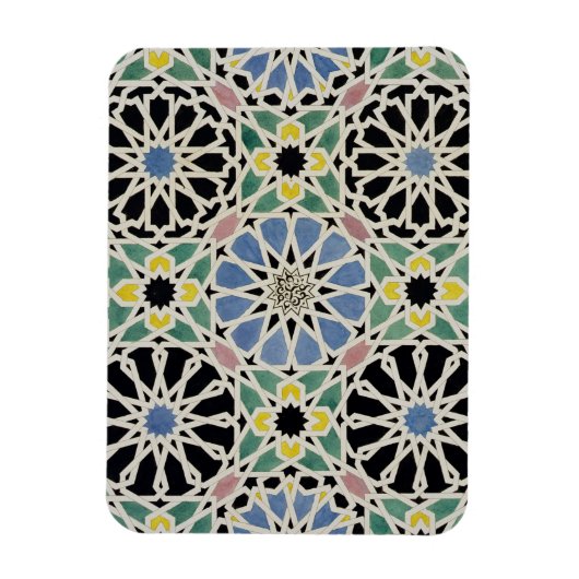 アルハンブラのモザイク舗装、「アラビア語」から マグネット (縦)