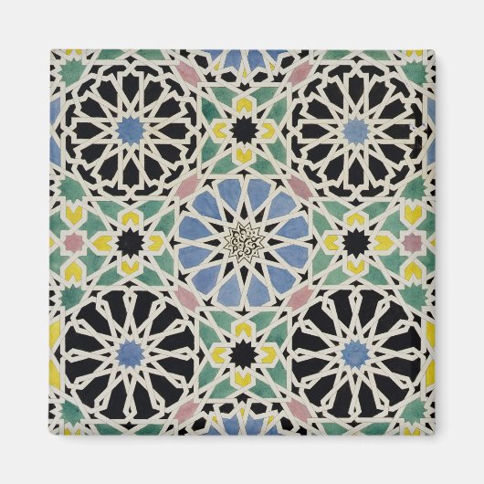 アルハンブラのモザイク舗装、「アラビア語」から マグネット (正面)