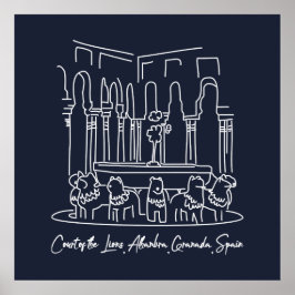 アルハンブラのライオンの庭 1 ポスター