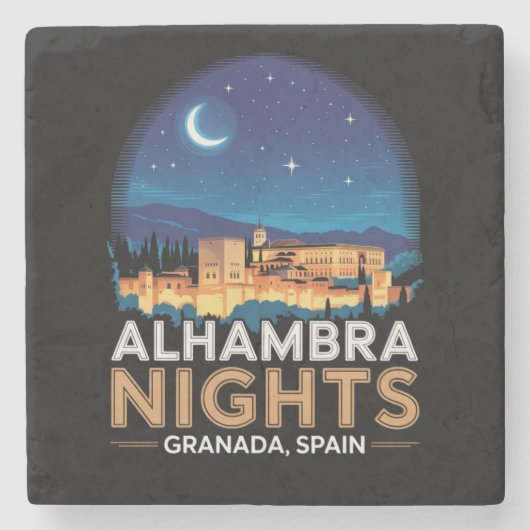 アルハンブラの夜 - スペイン グラナダ 旅行 アート ストーンコースター (正面)