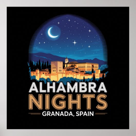 アルハンブラの夜 - スペイン グラナダ 旅行 アート ポスター (正面)