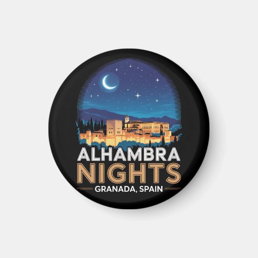 アルハンブラの夜 - スペイン グラナダ 旅行 アート マグネット (正面)