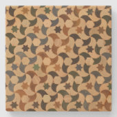 アルハンブラの星のモザイク暖か色相 ストーンコースター (正面)