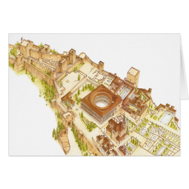 アルハンブラグラナダスペイン。 城および宮殿 (正面横)