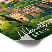 アルハンブラスペインアートヴィンテージ旅行イラストレーション ポスター (角)