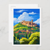 アルハンブラスペインヴィンテージ旅行イラストレーション ポストカード (正面/裏面)