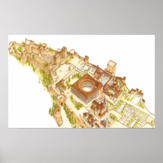 アルハンブラ・グラナダ・スペイン。城と宮殿 ポスター (正面)