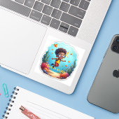 アルバでのシュノーケリングの楽しみ シール (ノートパソコンとiPhone)