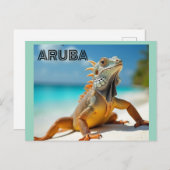 アルバでビーチを楽しむトカゲ シーズンポストカード (正面/裏面)