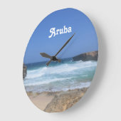 アルバで豪華な波が激突 ラージ壁時計 (傾斜)