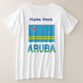 アルバとアルバの国旗カスタマイズ商品 プラスサイズTシャツ (デザイン裏面)