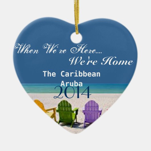 アルバのカリブビーチの恋人のギフトのオーナメント セラミックオーナメント (正面)