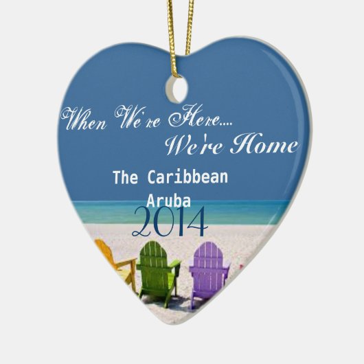 アルバのカリブビーチの恋人のギフトのオーナメント セラミックオーナメント (左)